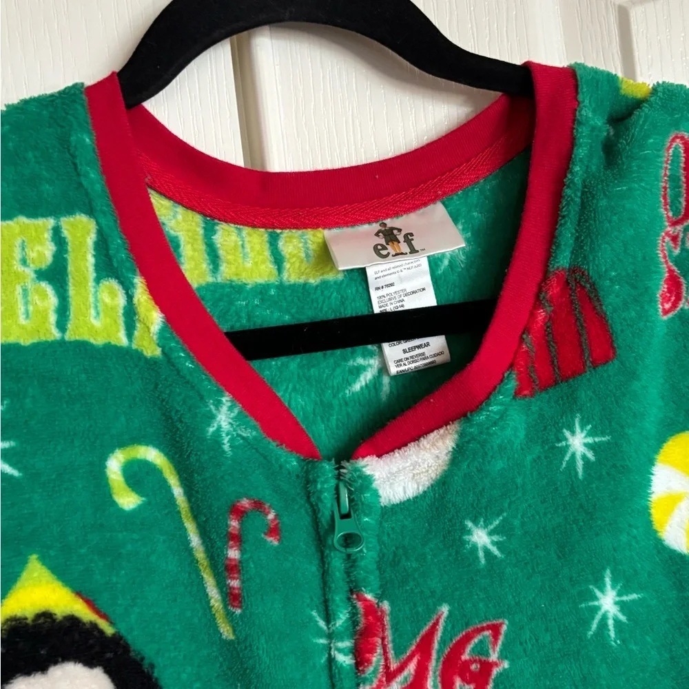 Buddy the Elf plush zip front Christmas drop seat union suit size Large